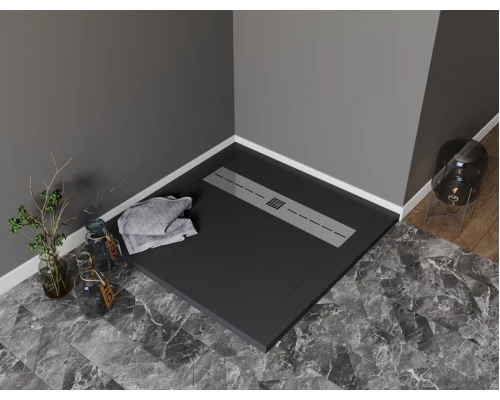 Душевой поддон Aquanet Delight 90 х 90 см, квадратный, черный камень, 258896