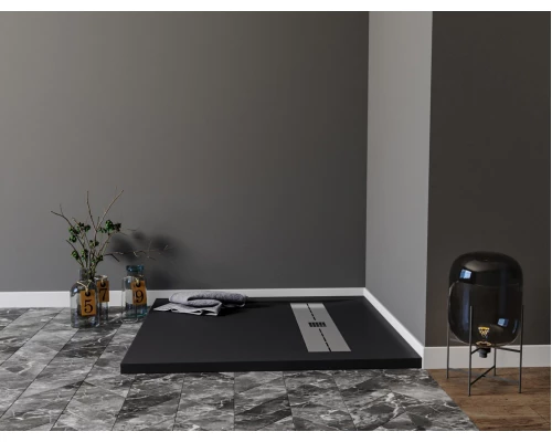 Душевой поддон Aquanet Delight 90 х 90 см, квадратный, черный камень, 258896