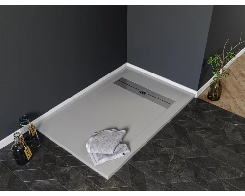 Душевой поддон Aquanet Pleasure 140 х 90 см, прямоугольный, серый камень, 258885