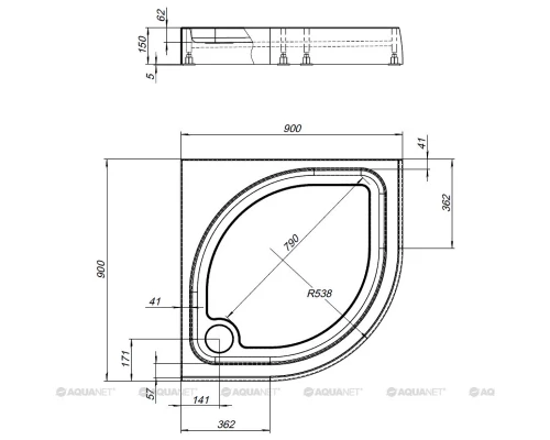 Душевой поддон Aquanet HX515 90 x 90 см (180696)
