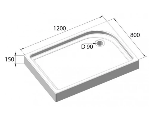 Душевой поддон BelBagno TRAY-BB-AH-120/80-15-W 120 x 80 см с сифоном