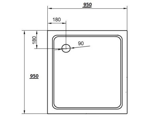 Поддон акриловый Cezares 95 x 95 x 15 см, TRAY-A-A-95-15-W