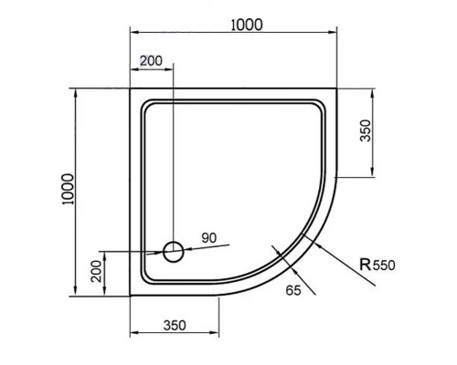 Поддон душевой Cezares TRAY-M-R-100-550-35-W, 100 x 100 см, из стеклокомпозита (SMC)