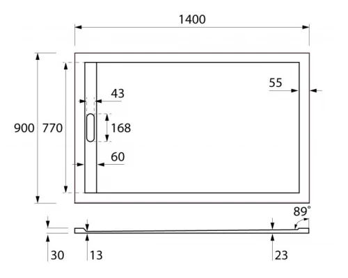 Душевой поддон Cezares Tray-AS 140 x 90 см из искусственного мрамора, TRAY-AS-AH-140/90-30-W