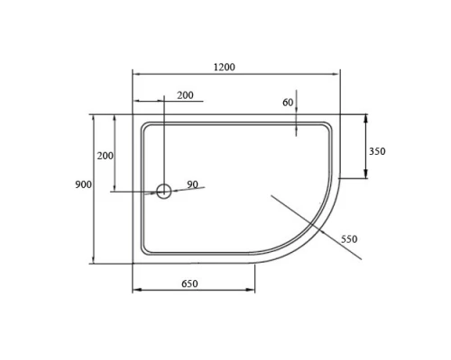 Поддон душевой Cezares-SMC TRAY-M-RH-120/90-550-35-W-L(-R)
