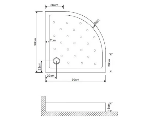 Душевой поддон Grossman 90 х 90х16 см, четверть круга, GR-119009020