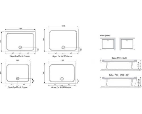 Поддон Ravak Gigant Pro Chrome, 110 x 80 см, из искусственного камня, белый, XA04D401010