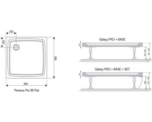 Поддон Ravak Perseus Pro Flat, 90 x 90 см, из искусственного камня, белый, XA037711010