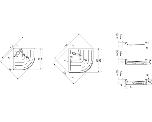 Поддон Ravak Ronda 80 EX, 80 х 80 см, для облицовки кафелем, белый, A204001320