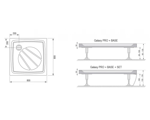 Поддон Ravak Perseus Pro 80, 80 x 80 см, из искусственного камня, белый, XA034401010