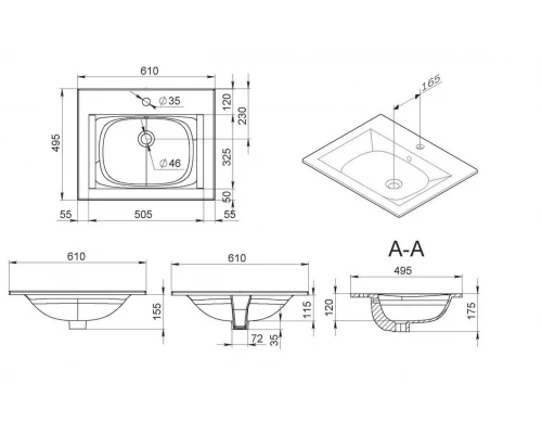 Мебельная раковина Am.Pm Spirit белая 60 см 2.0 M70AWCC0602WG