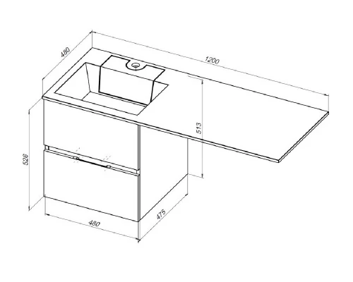 Раковина-столешница Aquanet Фортуна 120, крыло слева/справа (241768/241769)