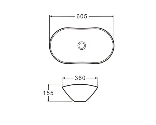 Раковина BelBagno BB1404 накладная 60 х 36 х 15 см, белая
