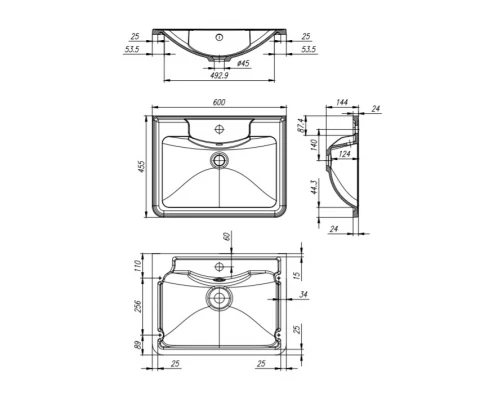 Раковина Belbagno Albano 60 см, белая, BB600/455-LV-MR-ALR