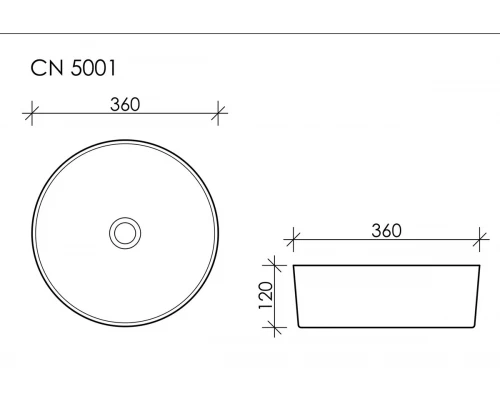 Раковина Ceramica Nova CN5001 36 x 36 x 12 см накладная круглая