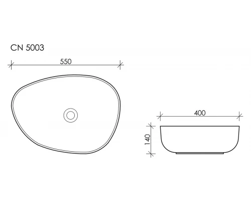 Раковина Ceramica Nova CN5003 55 x 40 x 14 см накладная ассиметричная
