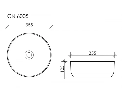 Раковина Ceramica Nova CN6005, чаша  35.5 x 35.5 x 12.5 см, накладная, круглая