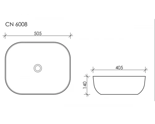 Раковина Ceramica Nova CN6008, чаша 50.5 x 40.5 x 14 см, накладная, прямоугольная