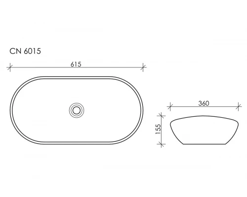 Раковина Ceramica Nova CN6015, чаша 62 x 36 x 14.5 см, накладная, овальная
