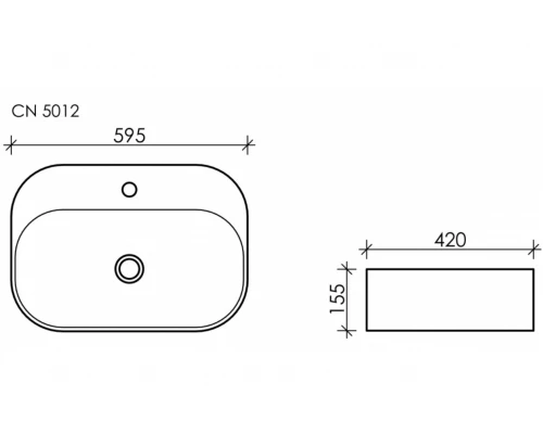 Раковина Ceramica Nova Element CN5012, 59.5 x 42 x 15.5 см, накладная, белая