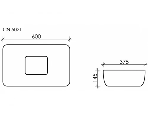 Раковина Ceramica Nova Element CN5021, 60 x 37.5 x 14.5 см, с керамической накладкой на слив, белая
