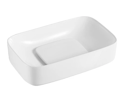 Раковина Ceramica Nova Element CN5021, 60 x 37.5 x 14.5 см, с керамической накладкой на слив, белая