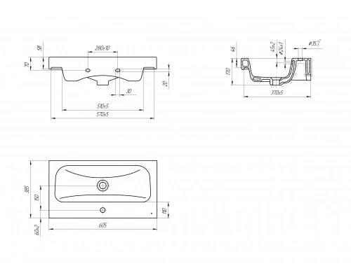 Мебельная раковина Cersanit Moduo Slim 60, UM-MOD60SL/1