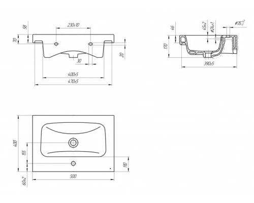 Раковина Cersanit Moduo 50, белый, S-UM-MOD50/1
