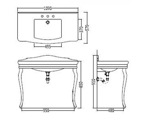 Раковина с консолью Devon&Devon Colette Consolle DECOLETTEBI(3)FGBI