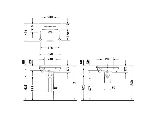 Раковина Duravit Durastyle 2319550000, 550*440 мм
