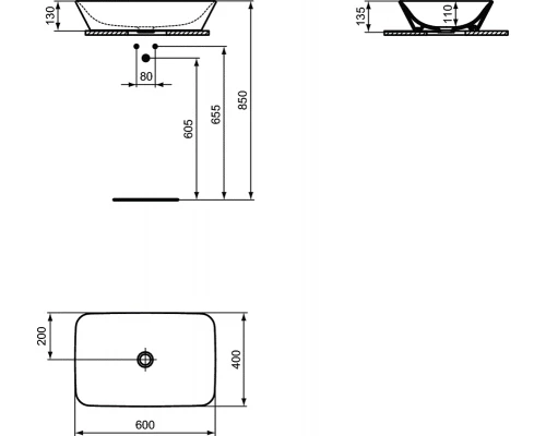 Раковина накладная Ideal Standard Connect Air E034801 60 см