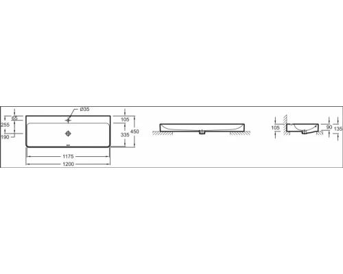 Накладная раковина Jacob Delafon Vox EVA112-00 120х45 см