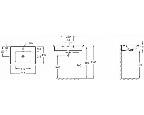 Раковина мебельная Jacob Delafon Vox EXAF112-Z-00, 60 х 46 см