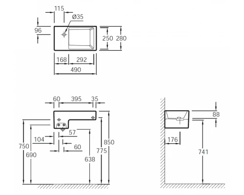 Раковина Jacob Delafon Terrace EGA012-00, 49х28 см