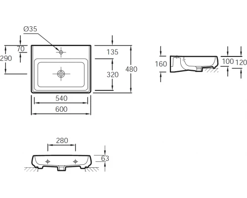 Раковина Jacob Delafon Fit E1188 60 см