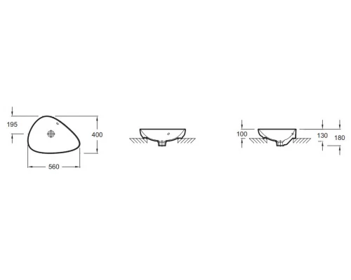 Раковина Jacob Delafon Nouvelle Vague EVI102-00, накладная, 56 х 40 х 18 см