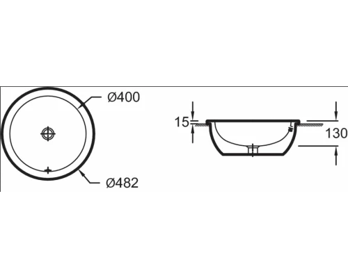 Раковина накладная Jacob Delafon Vox EYL102-00, 48 х 48 см,  с переливным отверстием