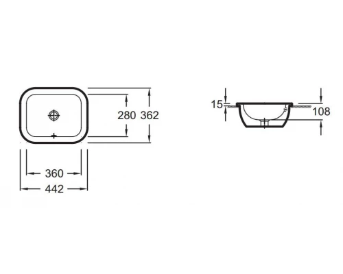 Раковина накладная Jacob Delafon Vox EYD102-00, 44 х 36 см, с переливным отверстием