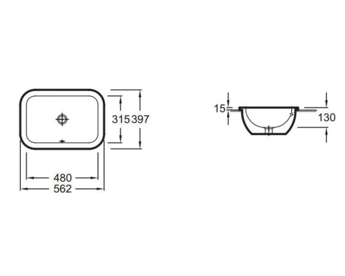 Раковина накладная Jacob Delafon Vox EYB102-00, 56 х 40 см, с переливным отверстием