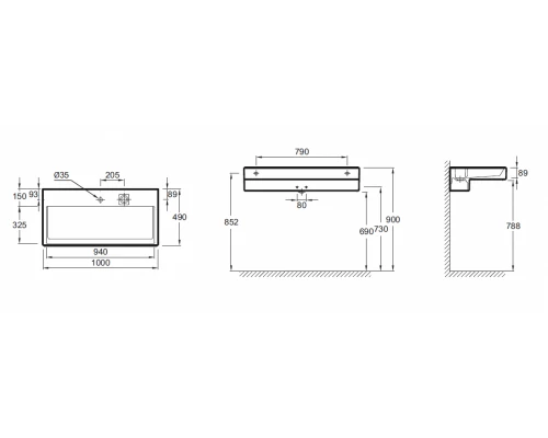 Раковина Jacob Delafon Terrace EXC9112-00, 100 х 49 см
