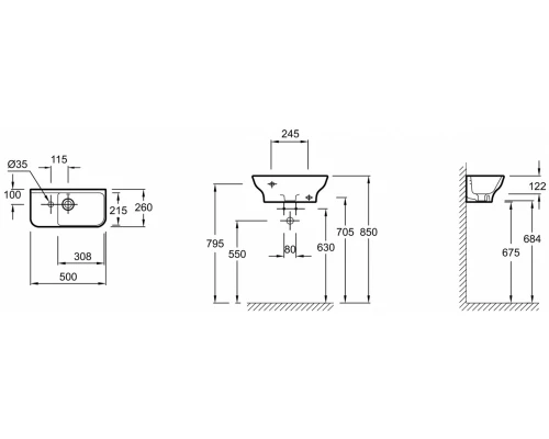 Раковина Jacob Delafon Struktura, 50 см, EGJ112-00