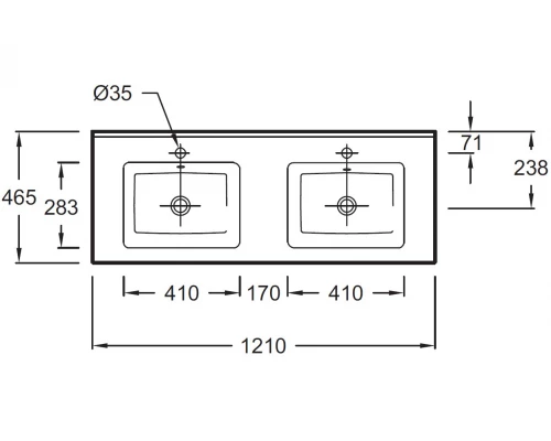 Раковина-столешница Jacob Delafon Ola двойная, 120 х 46 см, EXVA112-00