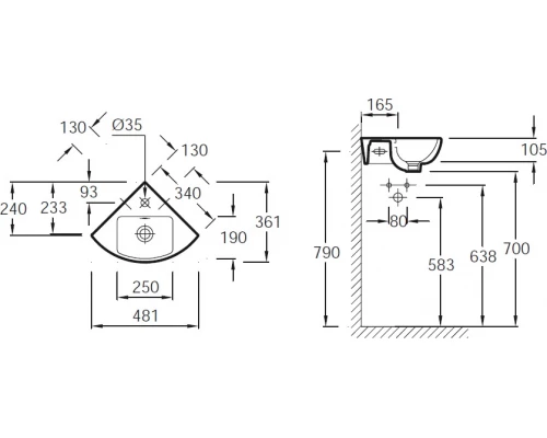 Раковина Jacob Delafon Odeon Up E4733-00 34*34 см