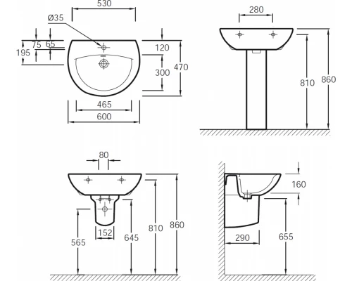 Раковина Jacob Delafon Patio E4159NG-00, 60 x 47 см