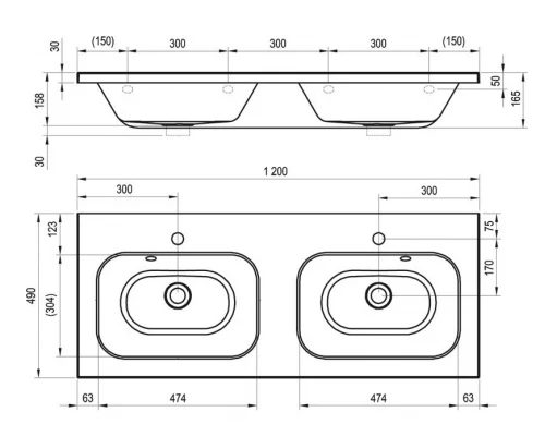 Раковина Ravak Chrome 120 х 49 см, двойная, белый, XJG01112000