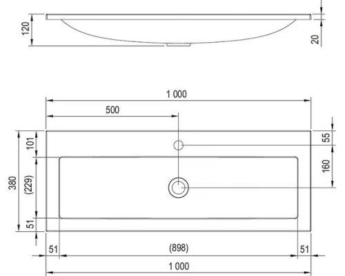 Мебельная раковина Ravak Clear 100, белый, XJJ01110000