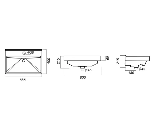 Раковина Sanita Luxe Fest 60 FST60SLWB01