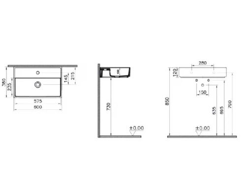 Раковина Vitra ArchiPlan, 7401B003-0001