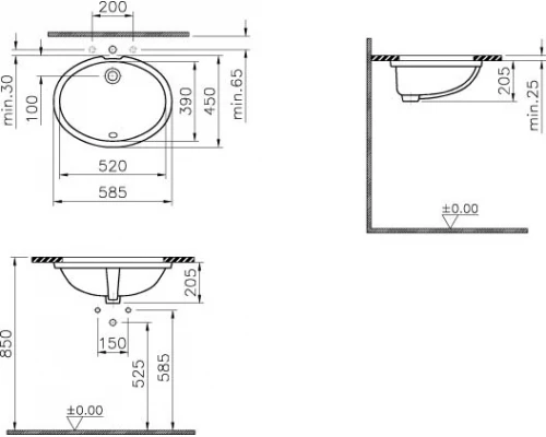 Раковина Vitra Arkitekt 6069B003-0012 встраиваемая 52 см