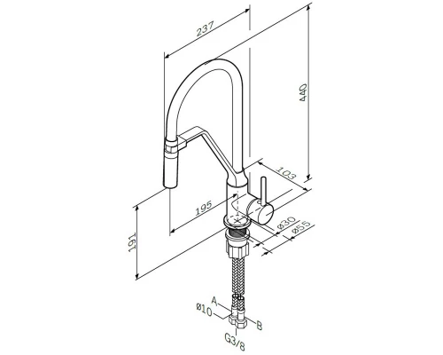 Смеситель Am.Pm Like F8013000 для кухни с гибким изливом, черный